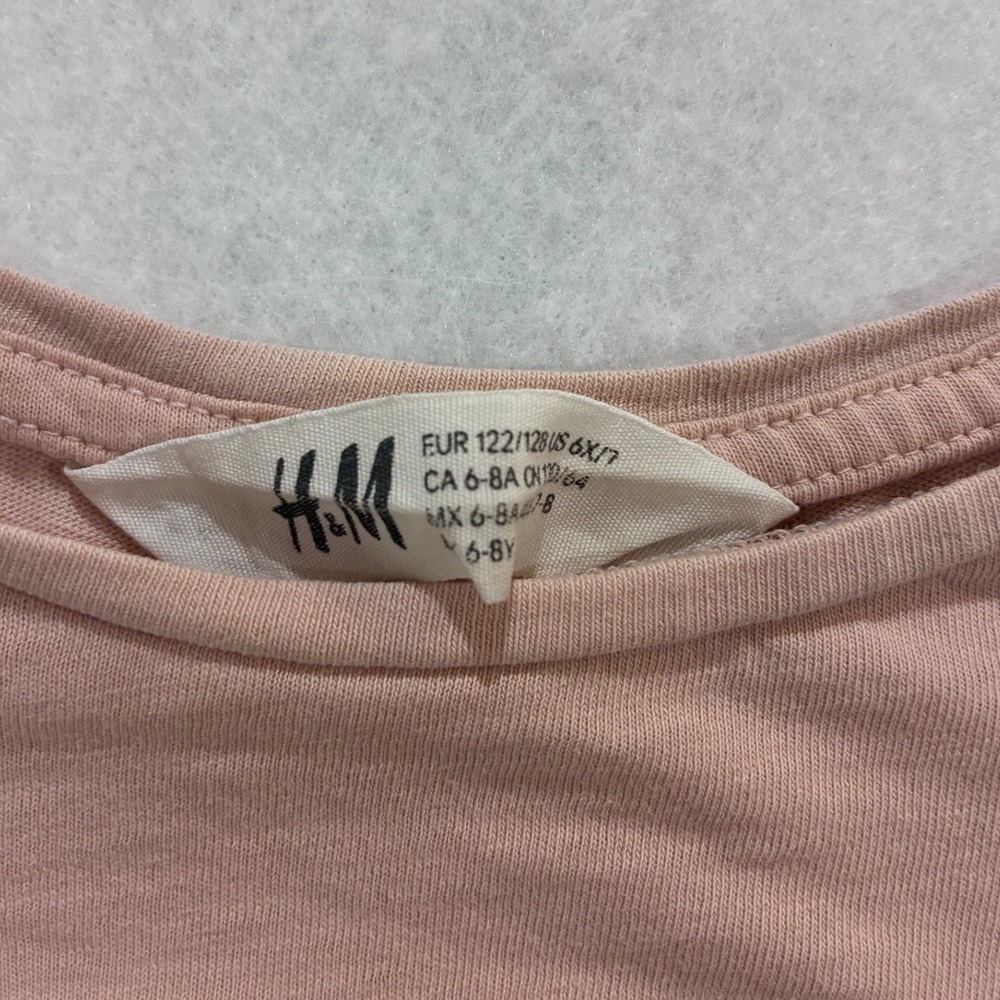 H&M Girls Owl Sequin Long Sleeve Cotton Top Pink Cute Casual‎ Size 6X/7 - Picture 3 of 8